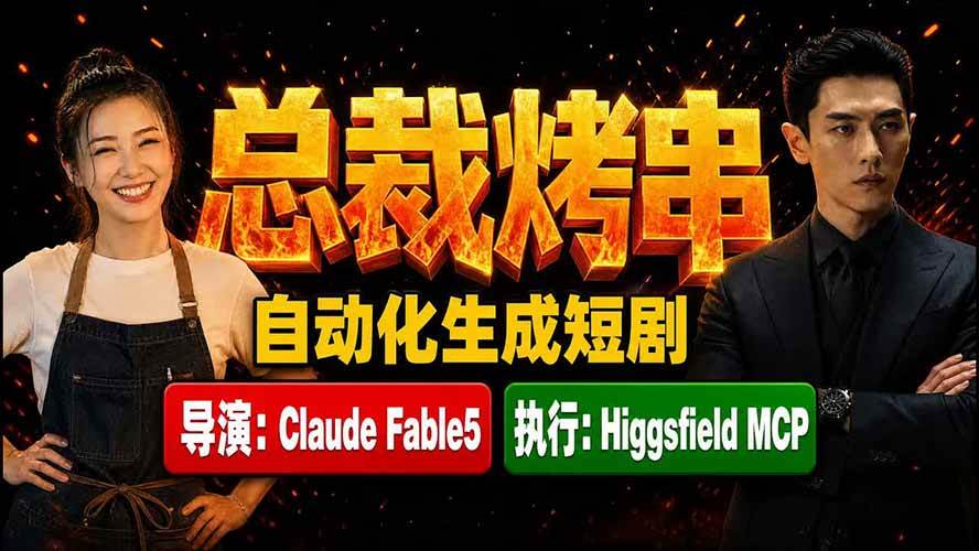 （19541期）《总裁烤串》真人短剧全自动诞生！Claude Fable5 当导演，Higgsfield MCP 执行！-洛柒笔记