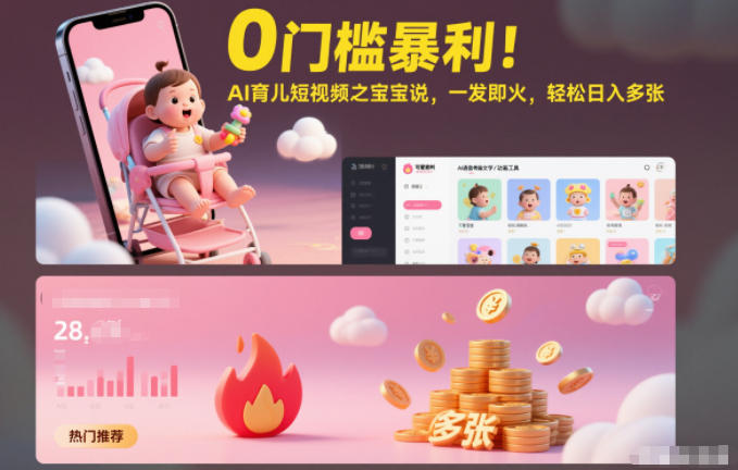 0门槛暴利！AI育儿短视频之宝宝说，一发即火，轻松日入多张-洛柒笔记