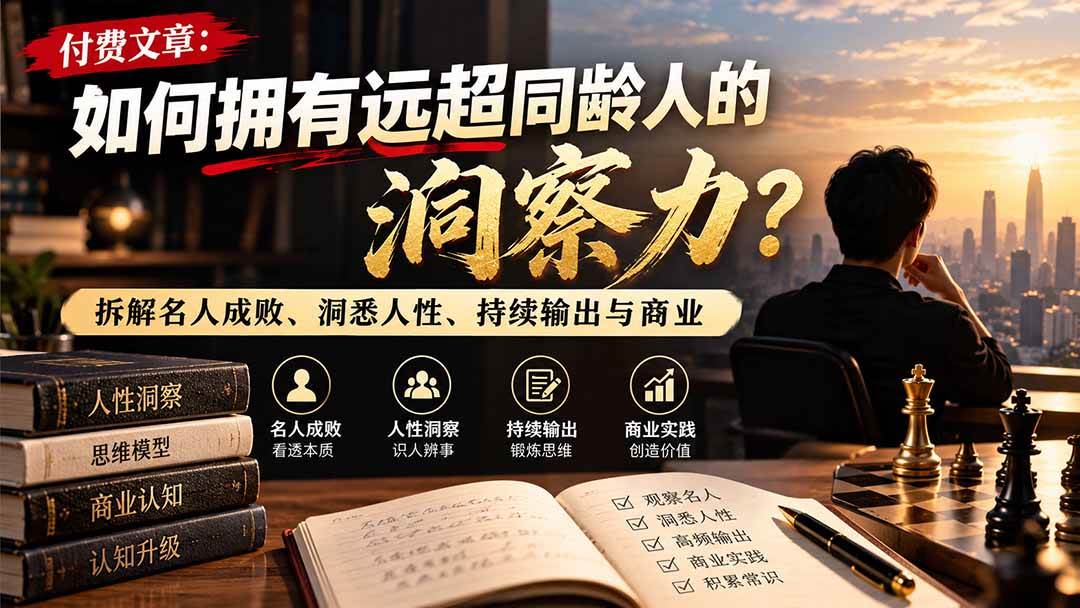 （21025期）付费文章：如何拥有远超同龄人的洞察力？拆解名人成败、洞悉人性、持续输出与商业实践-洛柒笔记
