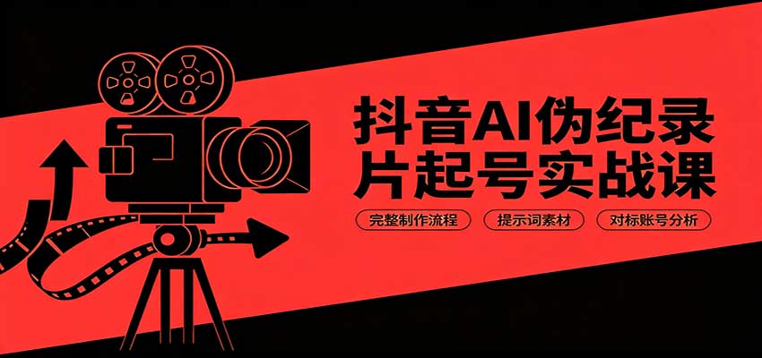 抖音AI伪纪录片起号实战课：完整制作流程，提示词素材，对标账号分析-洛柒笔记