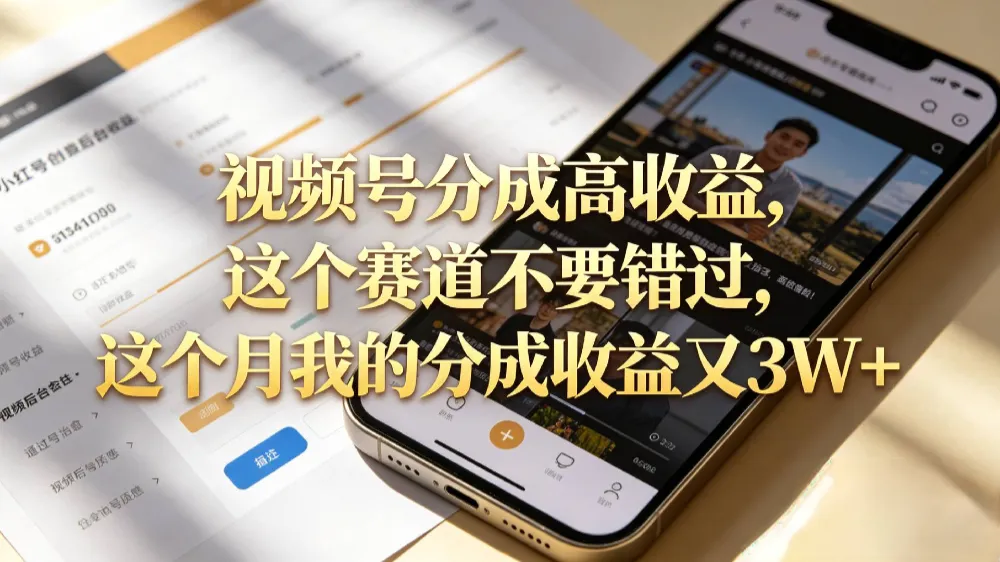 想要【视频号分成高收益】，这个赛道不要错过，这个月我的分成收益又3W+-洛柒笔记