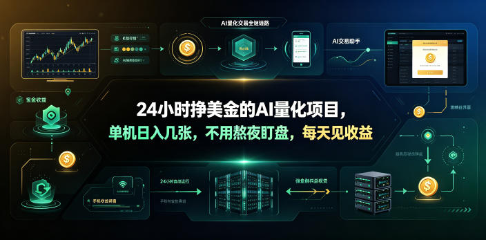 24小时挣美金的AI量化项目，单机日入几十美刀，不用熬夜盯盘，每天见收益【揭秘】-洛柒笔记