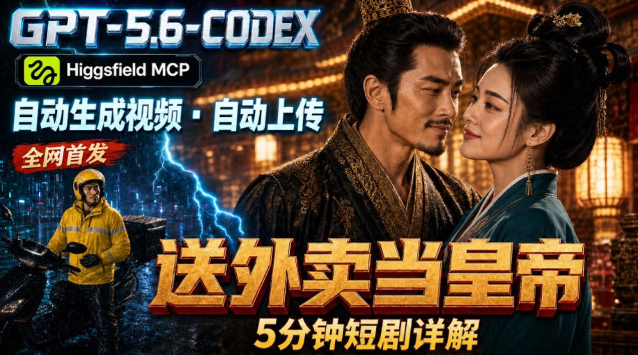 GPT-5.6 Codex+Higgsfield MCP：一条指令生成5分钟短剧并自动上传YouTube（油管）-洛柒笔记