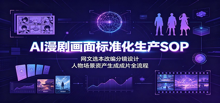 AI漫剧画面标准化生产SOP：网文选本改编分镜设计，人物场景资产生成成片全流程-洛柒笔记
