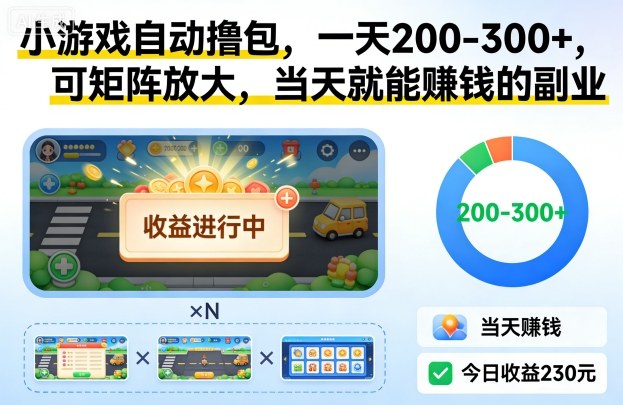 小游戏自动撸包，一天200-300+，可矩阵放大，当天就能賺钱的副业【揭秘】-洛柒笔记