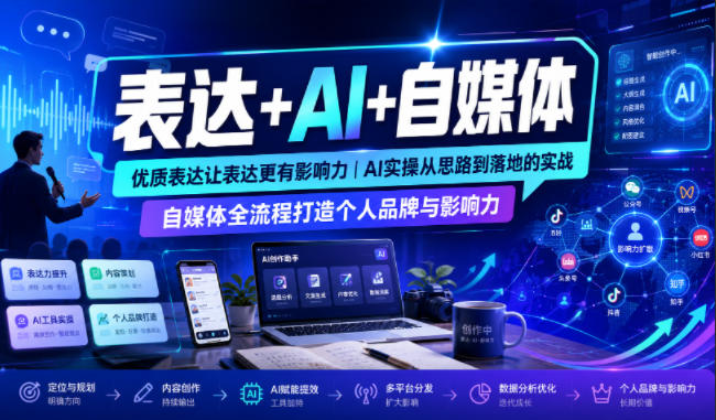 表达+AI+自媒体，优质表达让表达更有影响力|AI实操从思路到落地的实战|自媒体全流程打造个人品牌与影响力-洛柒笔记