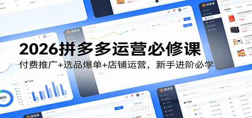 2026拼多多运营必修课：付费推广+选品爆单+店铺运营，新手进阶必学-洛柒笔记