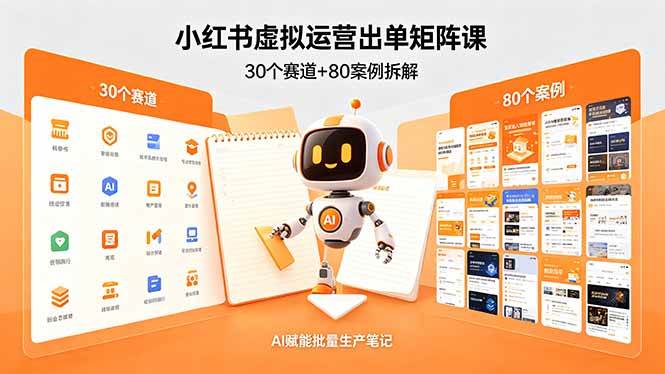 （18342期）小红书虚拟运营出单矩阵课：30个赛道+80案例拆解，AI赋能批量生产笔记-洛柒笔记