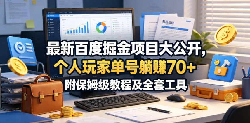 最新百度掘金项目大公开，个人玩家单号躺賺70+，附保姆级教程及全套工具-洛柒笔记