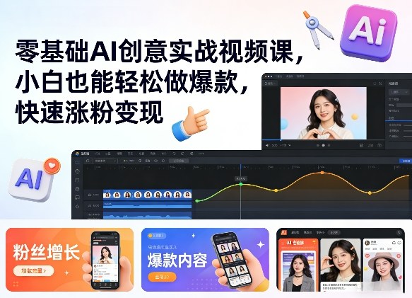 零基础AI创意实战视频课，小白也能轻松做爆款，快速涨粉变现-洛柒笔记