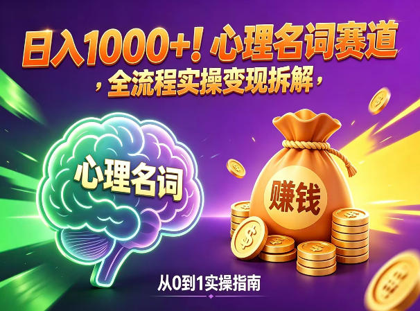 心理名词赛道，新手小白也能做，全流程项目拆解，单日变现1k+-洛柒笔记