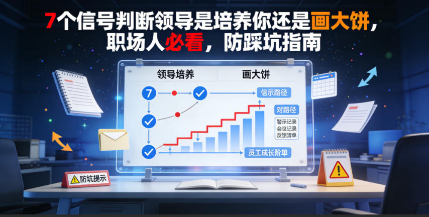 付费文章：7个信号判断领导是培养你还是画大饼，职场人必看，防踩坑指南-洛柒笔记