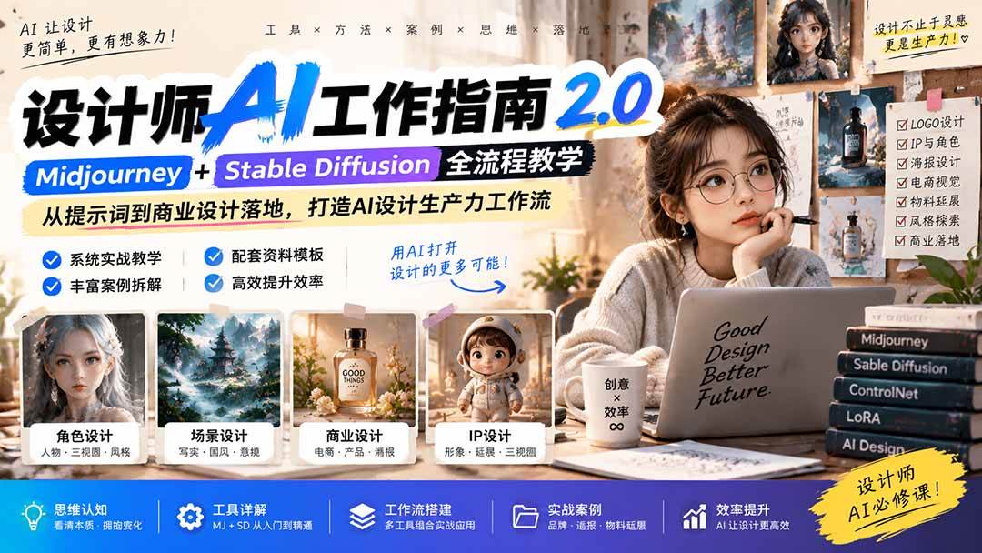 （20562期）《设计师AI工作指南 2.0》-无水印课：从思维落地，解锁 AI 设计生产力-洛柒笔记