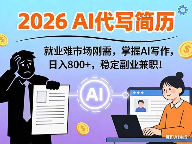 （17119期）AI代写简历，超暴利，用万能模板月入1-3万实战教程，2026年市场刚需！-洛柒笔记
