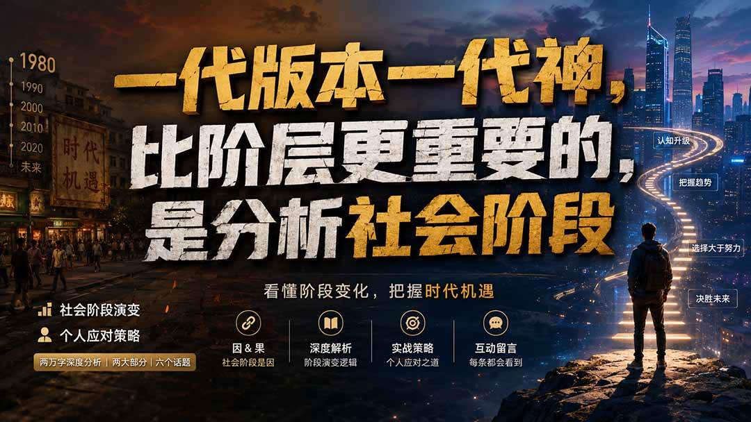 （19745期）付费文章：一代版本一代神，比阶层更重要的，是分析社会阶段-洛柒笔记