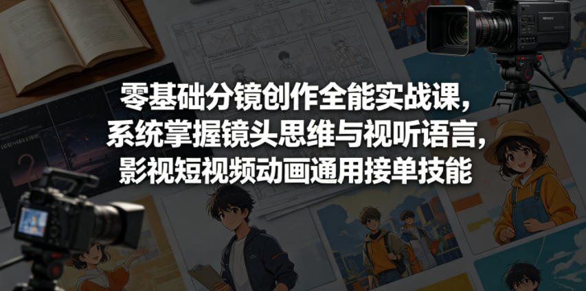 零基础分镜创作全能实战课，系统掌握镜头思维与视听语言，影视短视频动画通用接单技能-洛柒笔记