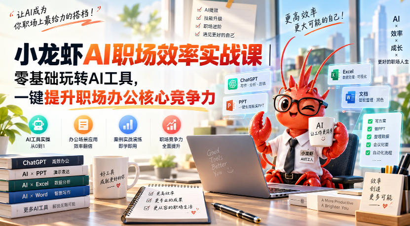小龙虾AI职场效率实战课｜零基础玩转AI工具，一键提升职场办公核心竞争力-洛柒笔记
