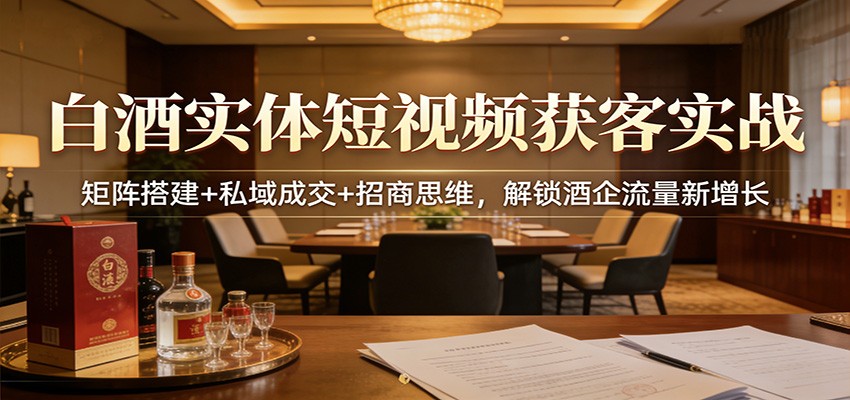 白酒实体短视频获客实战：矩阵搭建+私域成交+招商思维，解锁酒企流量新增长-洛柒笔记