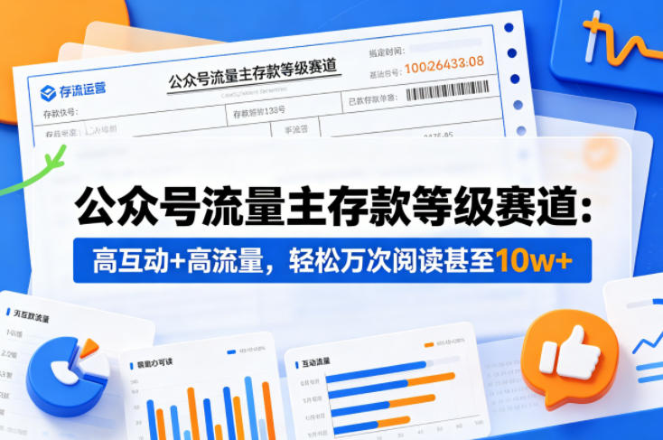 公众号流量主之存款等级赛道，高互动+高流量，轻松达到万次阅读，甚至10w+-洛柒笔记