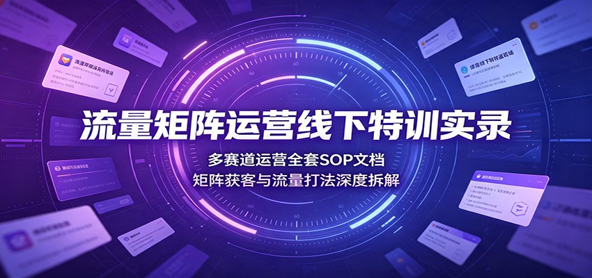 流量矩阵运营线下特训实录：多赛道运营全套SOP文档，矩阵获客与流量打法深度拆解-洛柒笔记