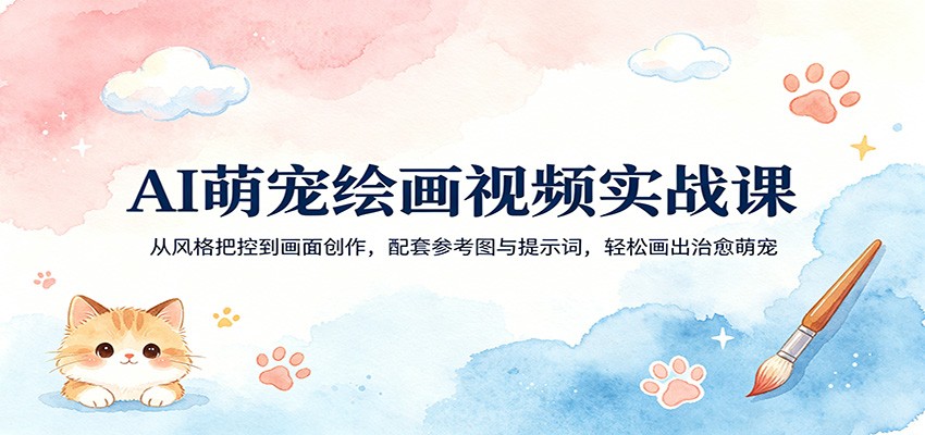 AI萌宠绘画视频实战课：从风格把控到画面创作，配套参考图与提示词，轻松画出治愈萌宠-洛柒笔记