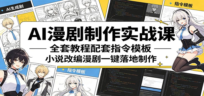 AI漫剧制作实战课：全套教程配套指令模板，小说改编漫剧一键落地制作-洛柒笔记