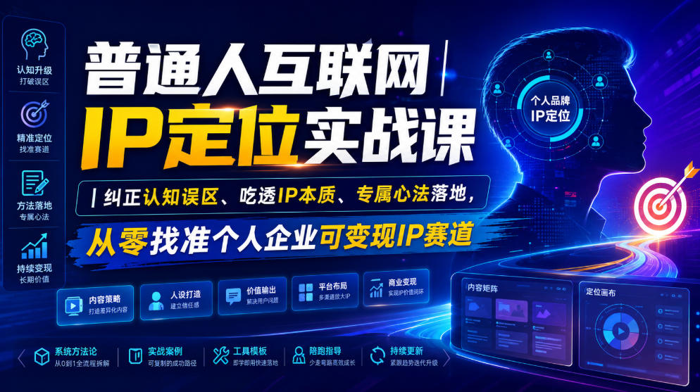 普通人互联网IP定位实战课｜纠正认知误区、吃透IP本质、专属心法落地，从零找准个人企业可变现IP赛道-洛柒笔记
