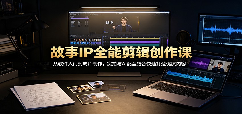 故事IP全能剪辑创作课：从软件入门到成片制作，实拍与AI配音结合快速打造优质内容-洛柒笔记