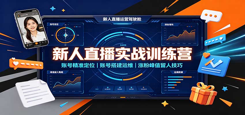 新人直播实战训练营：账号精准定位，账号搭建运维，涨粉峰值留人技巧-洛柒笔记