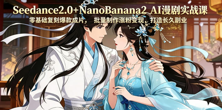 Seedance2.0+NanoBanana2 AI漫剧实战课，零基础复刻爆款成片涨粉变现，打造长久副业收益-洛柒笔记