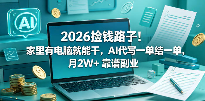 2026捡钱路子！家里有电脑就能干，AI代写一单结一单，月2W+ 靠谱副业-洛柒笔记