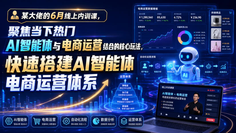 某大佬的6月线上内训课，聚焦当下热门AI智能体与电商运营结合的核心玩法，快速搭建AI智能体电商运营体系-洛柒笔记