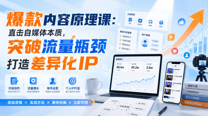 爆款内容原理课：直击自媒体本质，突破流量瓶颈打造差异化IP-洛柒笔记