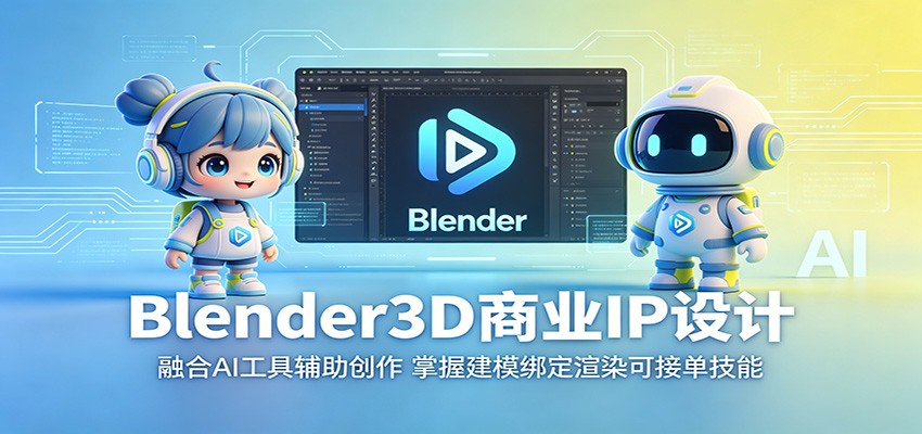 Blender3D商业IP设计：融合AI工具辅助创作，掌握建模绑定渲染可接单技能-洛柒笔记