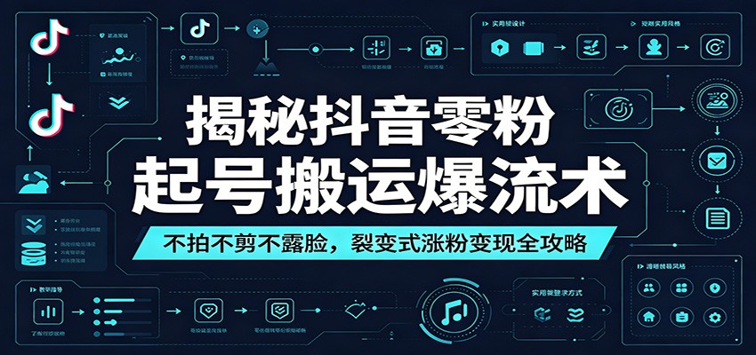 揭秘抖音零粉起号搬运爆流术：不拍不剪不露脸，裂变式涨粉变现全攻略-洛柒笔记