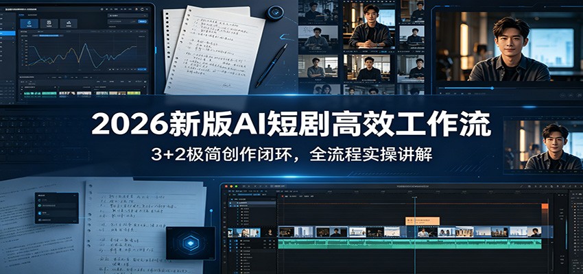 2026新版AI短剧高效工作流：3+2极简创作闭环，全流程实操讲解-洛柒笔记