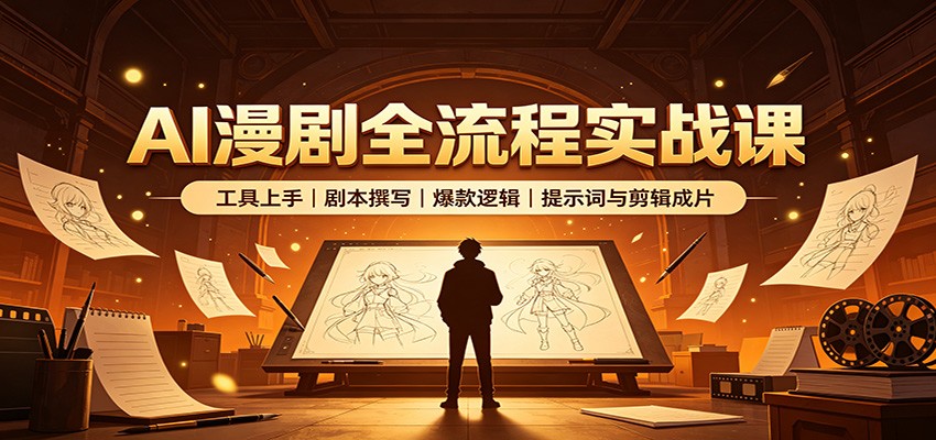 AI漫剧全流程实战课：工具上手、剧本撰写、爆款逻辑、提示词与剪辑成片-洛柒笔记