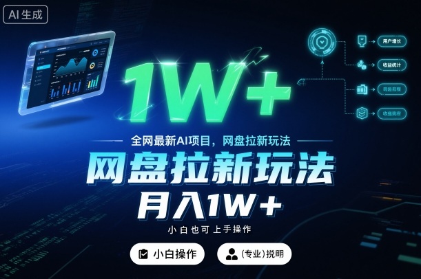 全网最新AI项目，网盘拉新玩法，小白也可上手操作，月入1W+【揭秘】-洛柒笔记