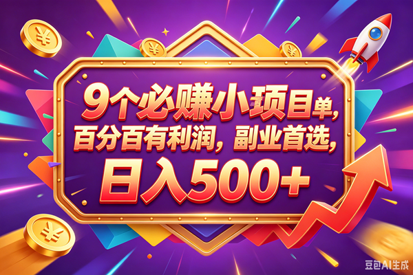 （18462期）9个必赚钱的小项目，百分百赚米，无脑简单，副业首选，日入380+-洛柒笔记