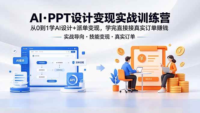 （18457期）AI·PPT设计变现实战训练营，从0到1学AI设计+派单变现，学完直接接真实订单赚钱