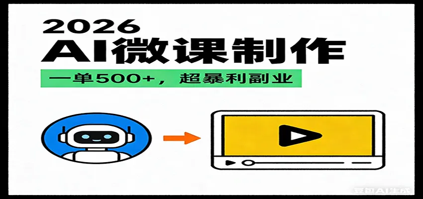 2026AI 风口最稳副业：微课代写制作，一单 500+，人人可做的蓝海项目-洛柒笔记