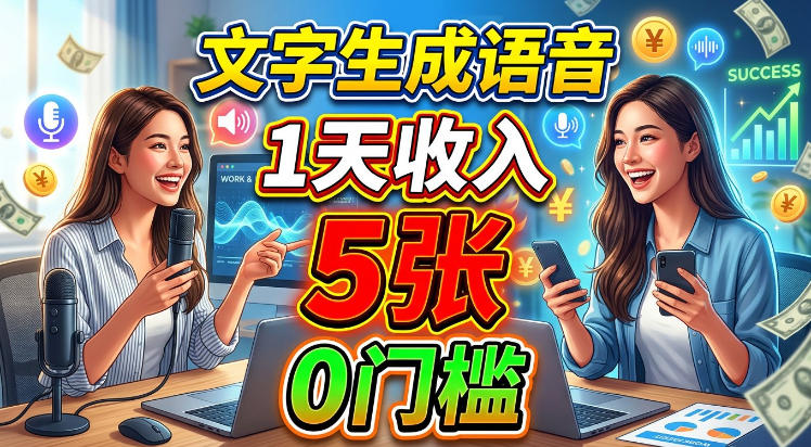 文字生成语音，1天收入5张，超简单美刀项目-洛柒笔记