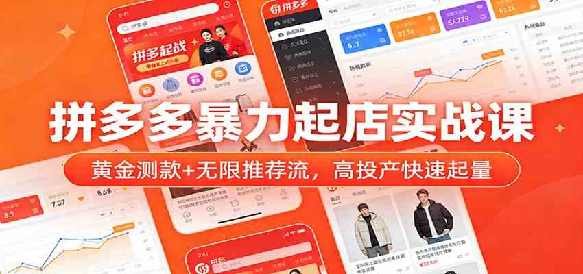 拼多多暴力起店实战课：黄金测款+无限推荐流，高投产快速起量-洛柒笔记