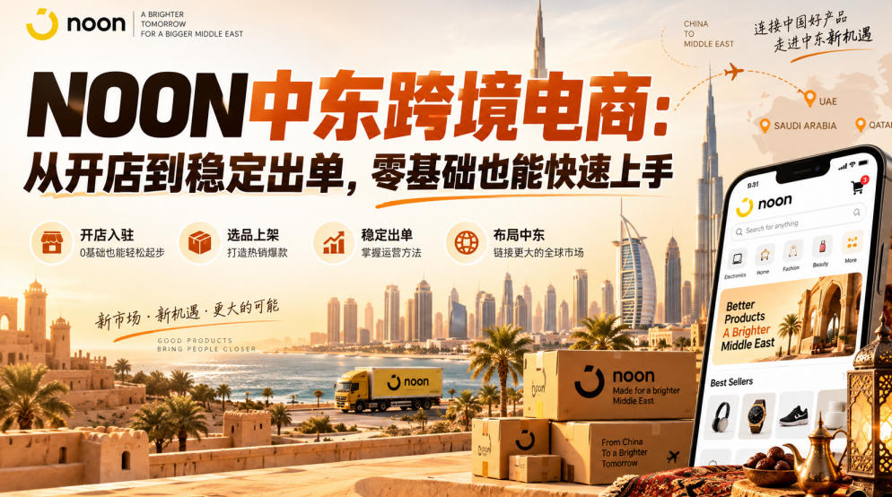 NOON中东跨境电商：从开店到稳定出单，零基础也能快速上手（更新2026）-洛柒笔记