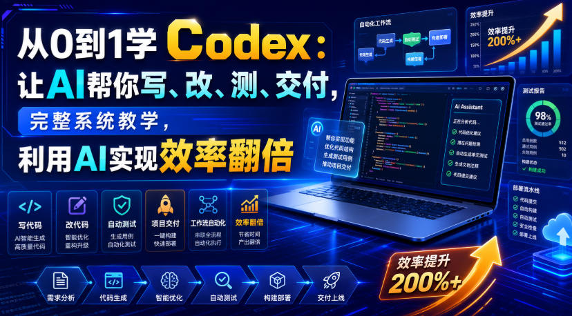 从0到1学Codex：让AI帮你写、改、测、交付，完整系统教学，利用AI实现效率翻倍（更新0918）-洛柒笔记