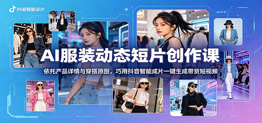 AI服装动态短片创作课：依托产品详情与穿搭原图，巧用抖音智能成片一键生成带货短视频-洛柒笔记