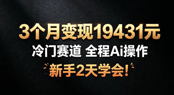 3个月变现19431，冷门赛道，全程Ai操作，新手2天学会！-洛柒笔记