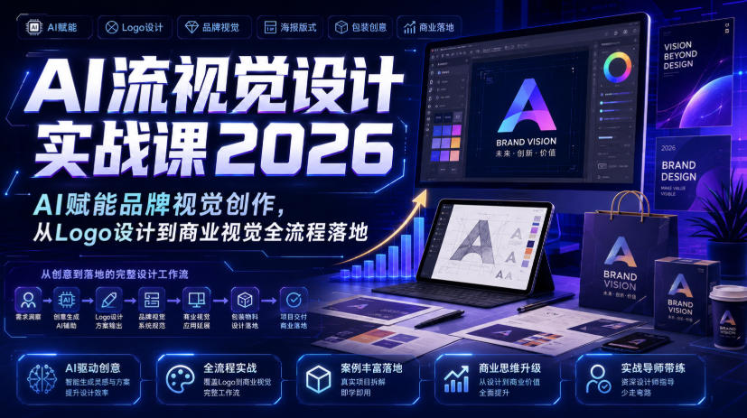 AI流视觉设计实战课2026：AI赋能品牌视觉创作，从Logo设计到商业视觉全流程落地-洛柒笔记