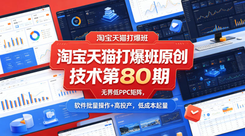 淘宝天猫打爆班原创技术第80期，无界低PPC矩阵，软件批量操作+高投产，低成本起量-洛柒笔记
