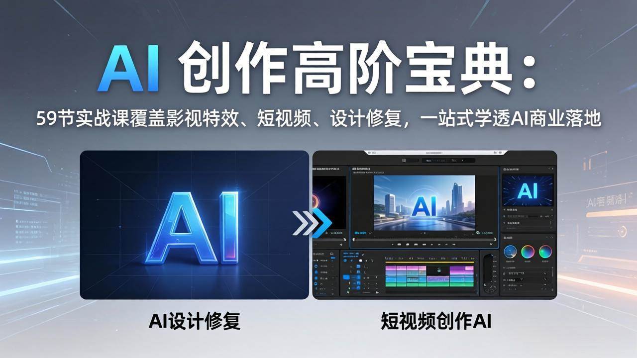 （17887期）AI 创作高阶宝典：59节实战课覆盖影视特效、短视频、设计修复，一站式学透AI商业落地-洛柒笔记